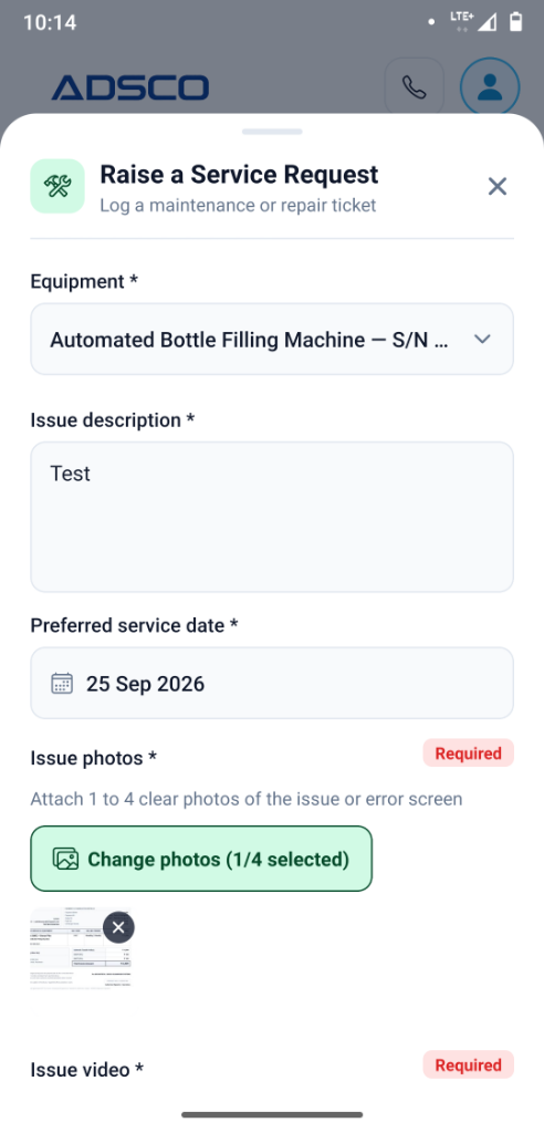 Raise a Service Request Ticket